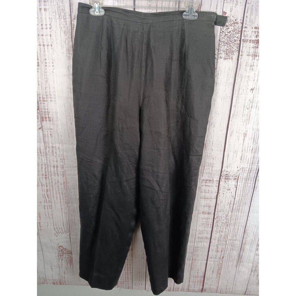 TAO Pants Women's 12 100% linen Black Lagenlook Pleated